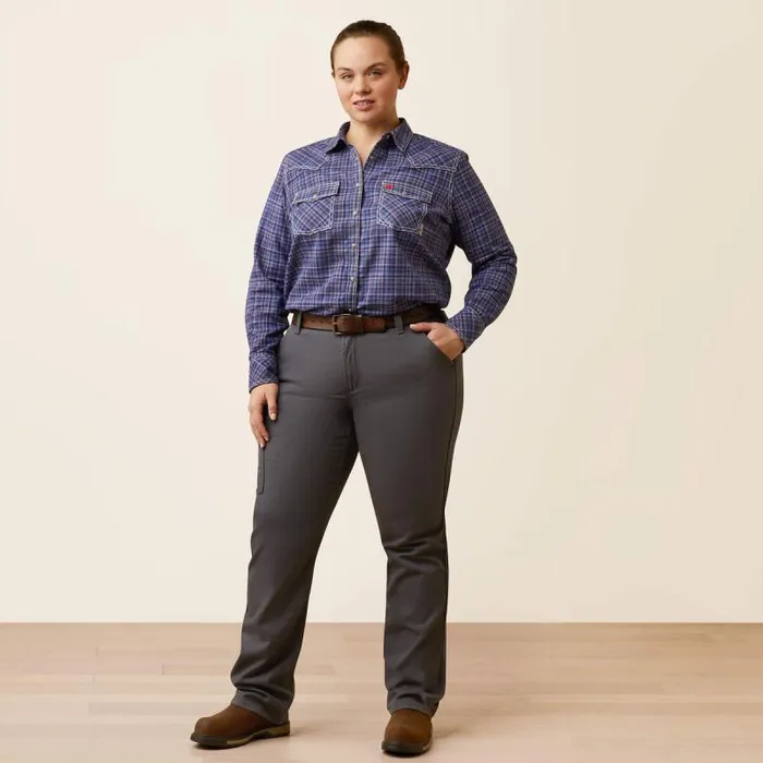 Women TShirts and Tops Ariat FR Tillie Snap Work Shirt Colony Blue Plaid