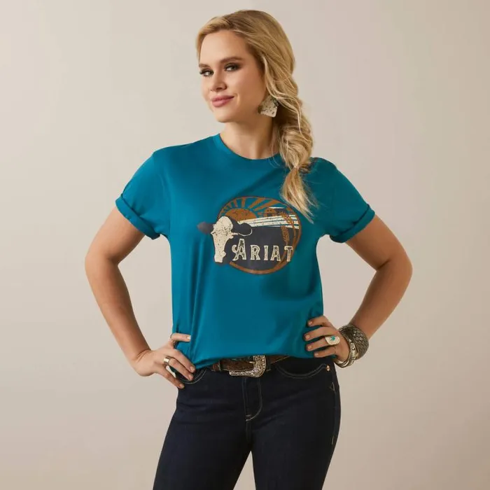 Women TShirts and Tops Ariat Heartland Tee Deep Lagoon
