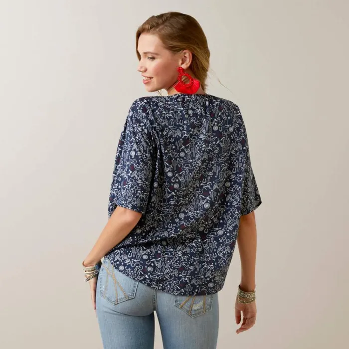 Women TShirts and Tops Ariat Howdy Print Wrap Wrap Multi Print Women TShirts and Tops Ariat Howdy Print Wrap Wrap Multi Print
