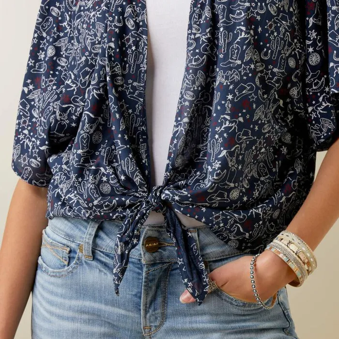 Women TShirts and Tops Ariat Howdy Print Wrap Wrap Multi Print Women TShirts and Tops Ariat Howdy Print Wrap Wrap Multi Print