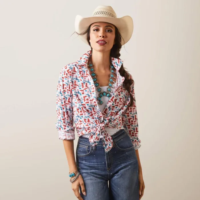 Women TShirts and Tops Ariat Kirby Stretch Shirt Blazin Boots