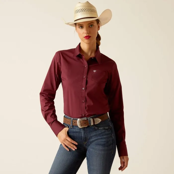 Women TShirts and Tops Ariat Kirby Stretch Shirt Burgundy