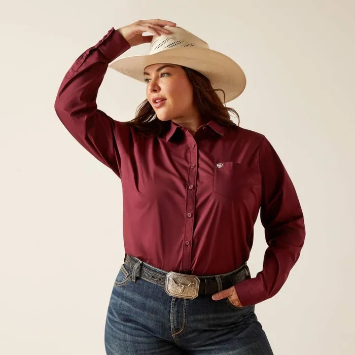 Women TShirts and Tops Ariat Kirby Stretch Shirt Burgundy Women TShirts and Tops Ariat Kirby Stretch Shirt Burgundy