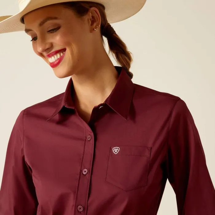 Women TShirts and Tops Ariat Kirby Stretch Shirt Burgundy Women TShirts and Tops Ariat Kirby Stretch Shirt Burgundy