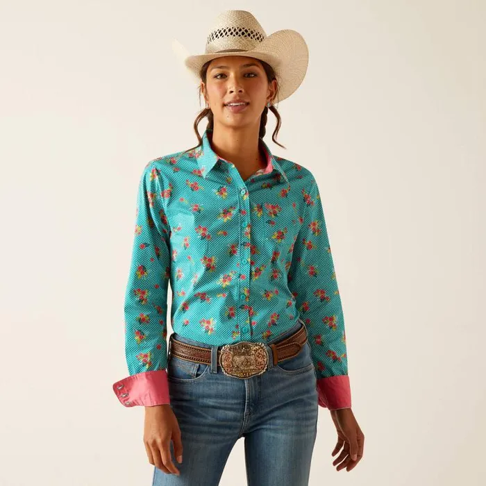 Women TShirts and Tops Ariat Kirby Stretch Shirt Esmerelda Print