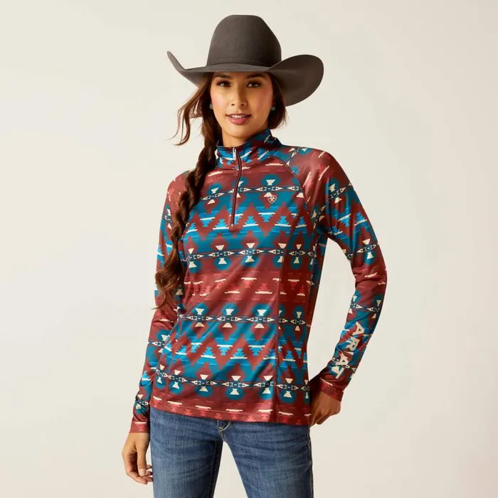 Women TShirts and Tops Ariat Laguna 14 Zip Top Baja Print