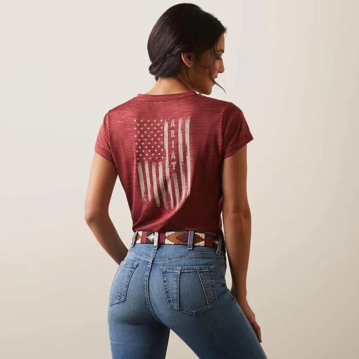 Women TShirts and Tops Ariat Laguna Patriot TShirt Pomegranate