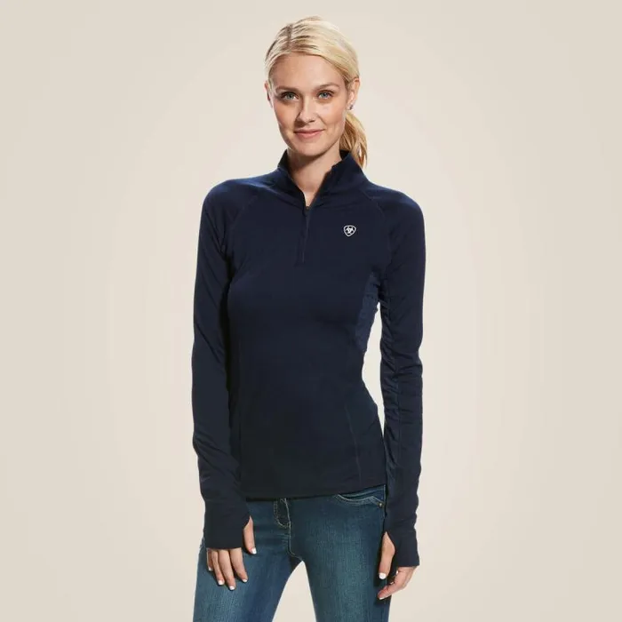 Women TShirts and Tops Ariat Lowell 20 14 Zip Baselayer Navy