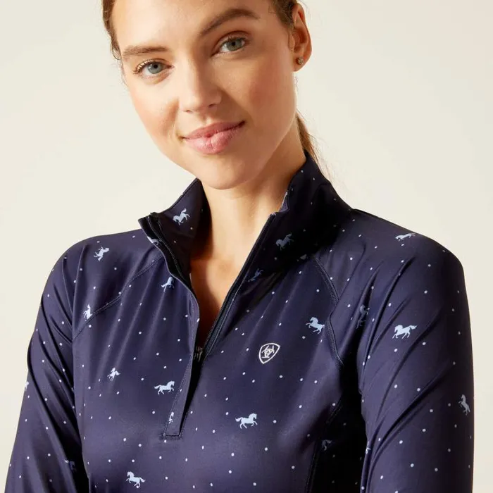 Women TShirts and Tops Ariat Lowell 20 14 Zip Baselayer Navy Ditsy Women TShirts and Tops Ariat Lowell 20 14 Zip Baselayer Navy Ditsy