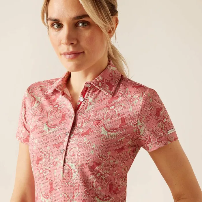 Women TShirts and Tops Ariat Motif Polo Rose Baroque Horse Women TShirts and Tops Ariat Motif Polo Rose Baroque Horse