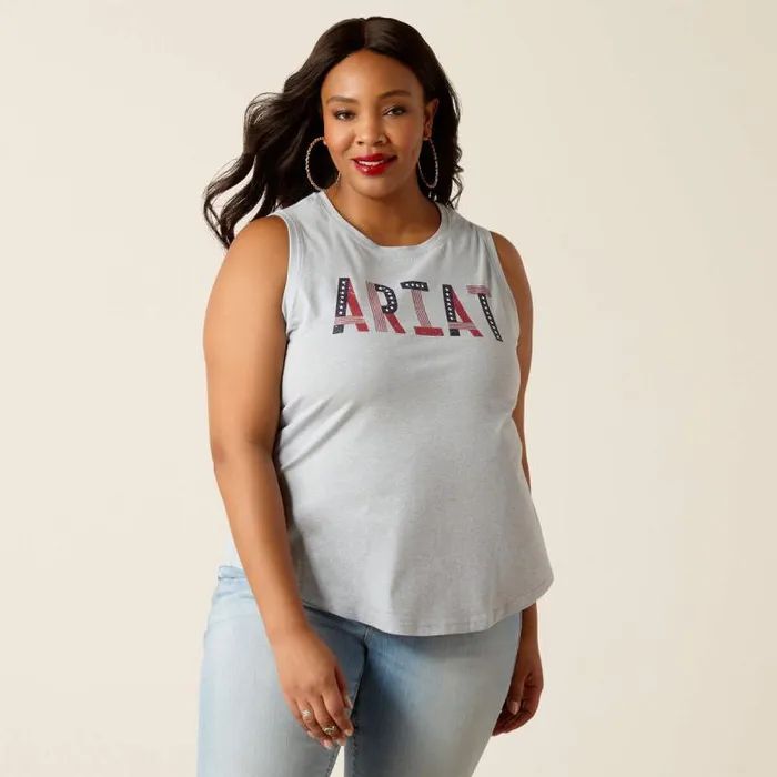 Women TShirts and Tops Ariat Pride Tank Chambray Blue Women TShirts and Tops Ariat Pride Tank Chambray Blue