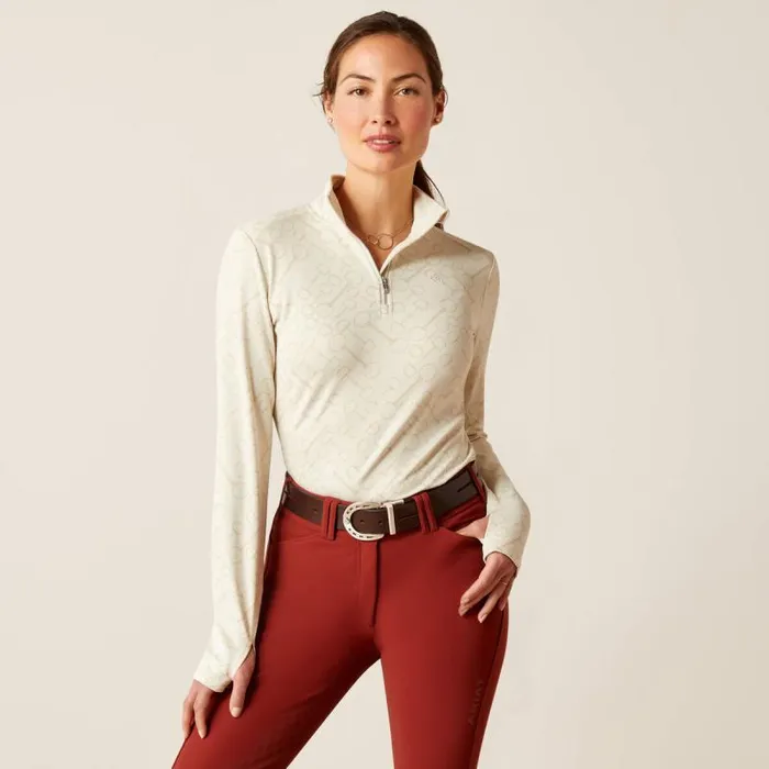 Women TShirts and Tops Ariat Prophecy 14 Zip Baselayer Petrified Oak