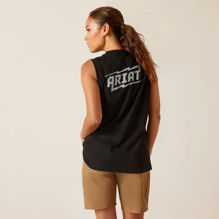 Women TShirts and Tops Ariat Rebar Cotton Strong Bolt Black