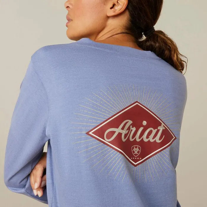 Women TShirts and Tops Ariat Rebar Cotton Strong Diamond Colony Blue Heather Women TShirts and Tops Ariat Rebar Cotton Strong Diamond Colony Blue Heather