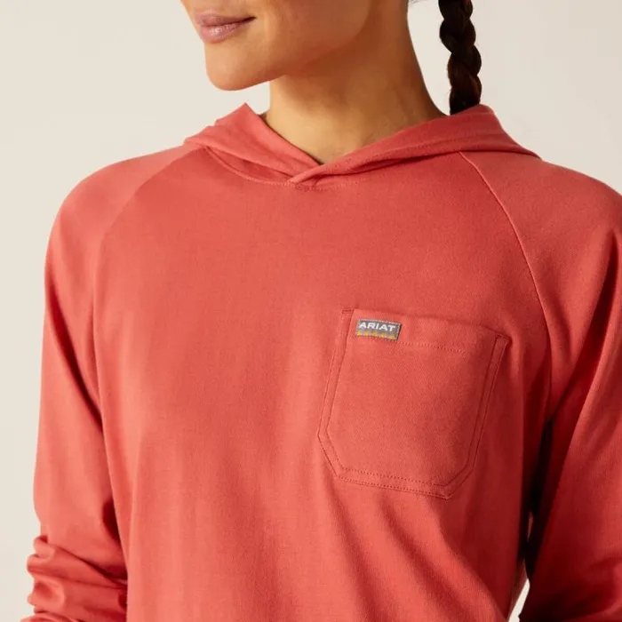Women TShirts and Tops Ariat Rebar Cotton Strong Hooded TShirt Mineral Red Women TShirts and Tops Ariat Rebar Cotton Strong Hooded TShirt Mineral Red