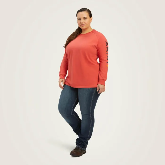 Women TShirts and Tops Ariat Rebar Cotton Strong Logo Graphic Baked Apple Mood Indigo Women TShirts and Tops Ariat Rebar Cotton Strong Logo Graphic Baked Apple Mood Indigo