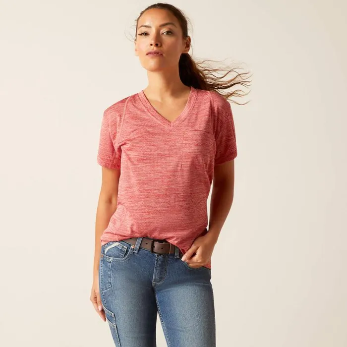 Women TShirts and Tops Ariat Rebar Evolution TShirt Mineral Red