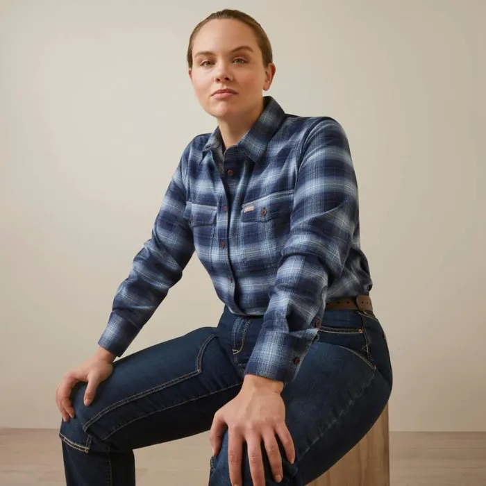 Women TShirts and Tops Ariat Rebar Flannel DuraStretch Work Shirt Allure Plaid