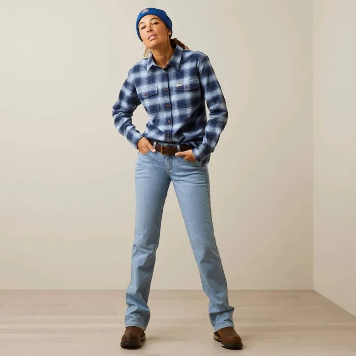 Women TShirts and Tops Ariat Rebar Flannel DuraStretch Work Shirt Allure Plaid