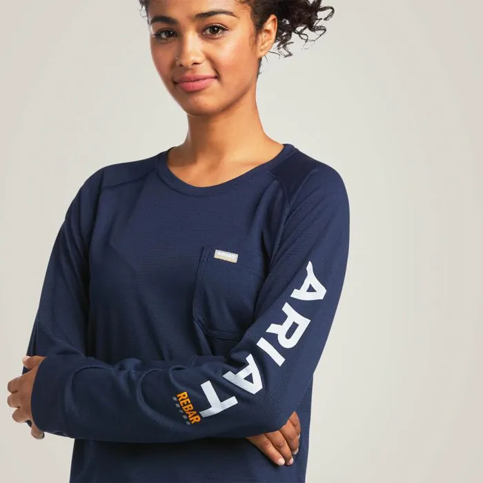 Women TShirts and Tops Ariat Rebar Heat Fighter TShirt Navy Eclipse