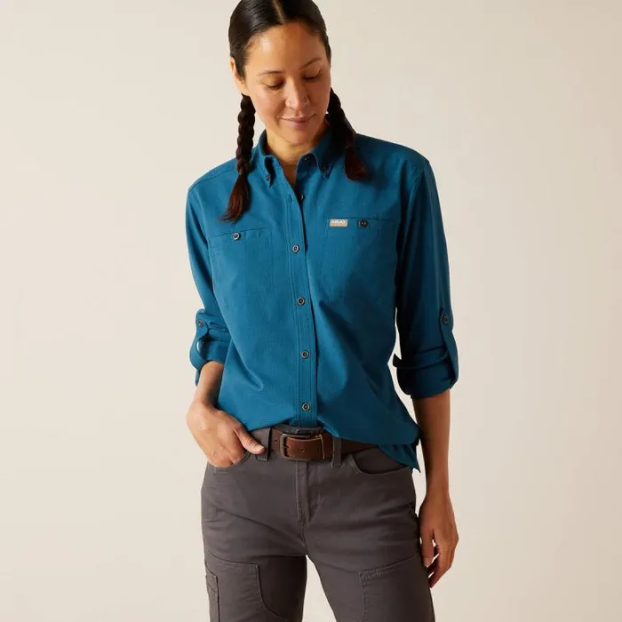 Women TShirts and Tops Ariat Rebar Made Tough 360 AirFlow DuraStretch Work Shirt Legion Blue