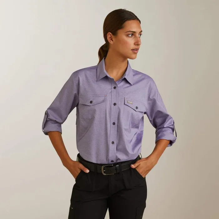 Women TShirts and Tops Ariat Rebar Made Tough VentTEK DuraStretch Work Shirt Corsican Blue Heather