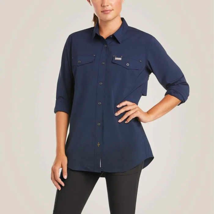 Women TShirts and Tops Ariat Rebar Made Tough VentTEK DuraStretch Work Shirt Navy