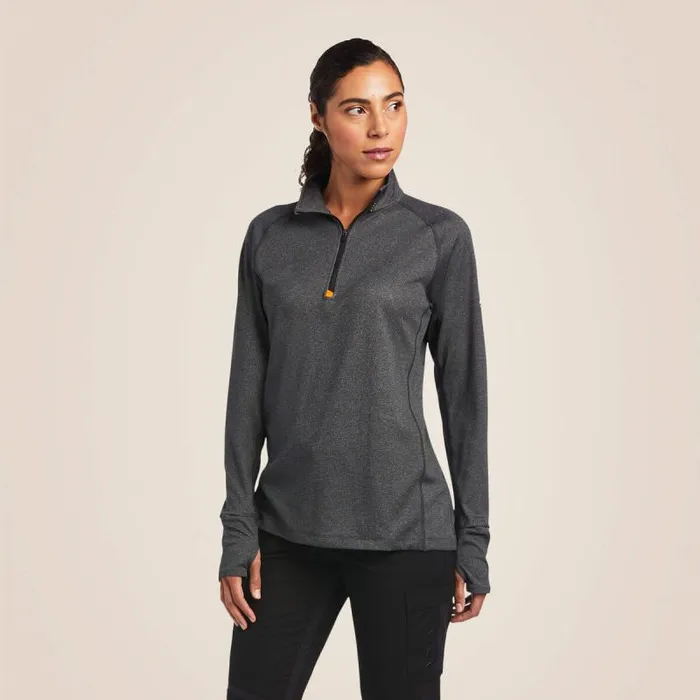 Women TShirts and Tops Ariat Rebar Polartec Elite Zip Baselayer Charcoal Heather