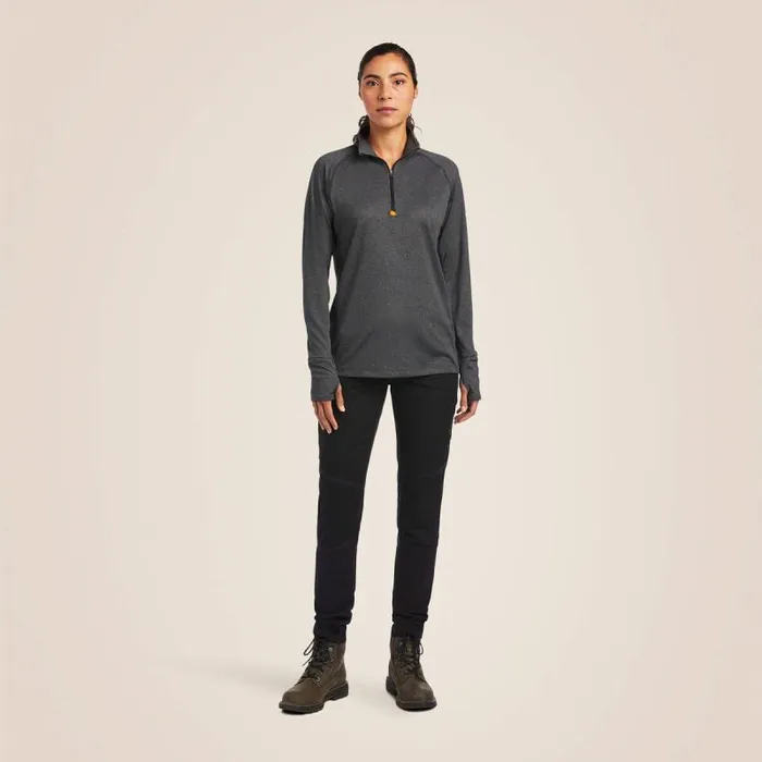 Women TShirts and Tops Ariat Rebar Polartec Elite Zip Baselayer Charcoal Heather