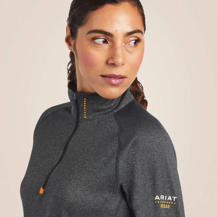 Women TShirts and Tops Ariat Rebar Polartec Elite Zip Baselayer Charcoal Heather