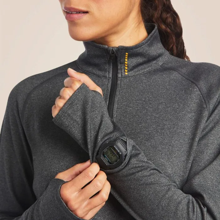 Women TShirts and Tops Ariat Rebar Polartec Elite Zip Baselayer Charcoal Heather