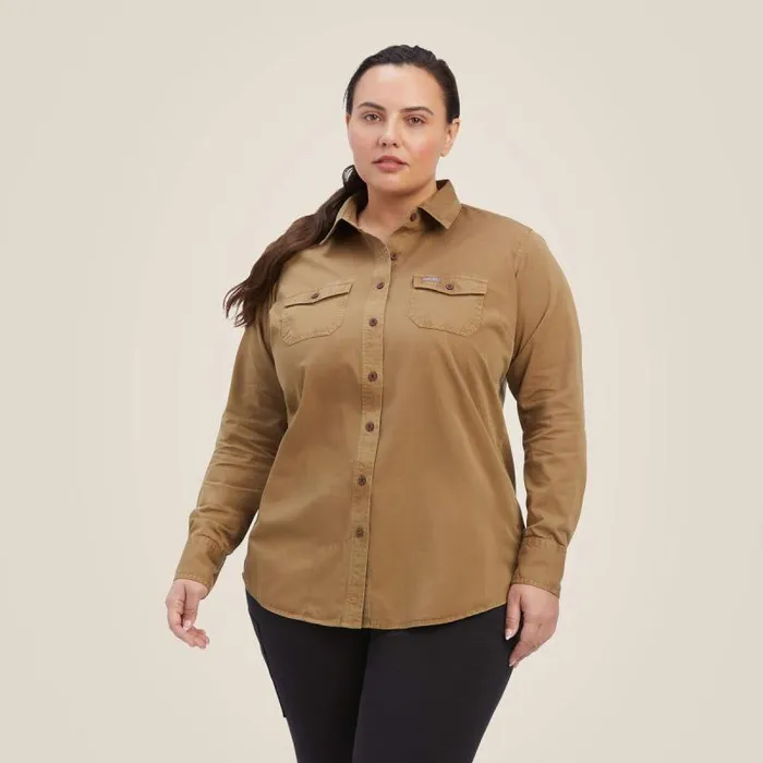 Women TShirts and Tops Ariat Rebar Washed Twill Work Shirt Khaki Women TShirts and Tops Ariat Rebar Washed Twill Work Shirt Khaki