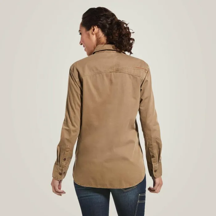 Women TShirts and Tops Ariat Rebar Washed Twill Work Shirt Khaki Women TShirts and Tops Ariat Rebar Washed Twill Work Shirt Khaki