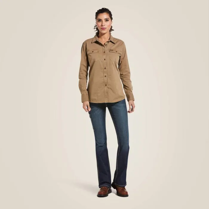 Women TShirts and Tops Ariat Rebar Washed Twill Work Shirt Khaki Women TShirts and Tops Ariat Rebar Washed Twill Work Shirt Khaki
