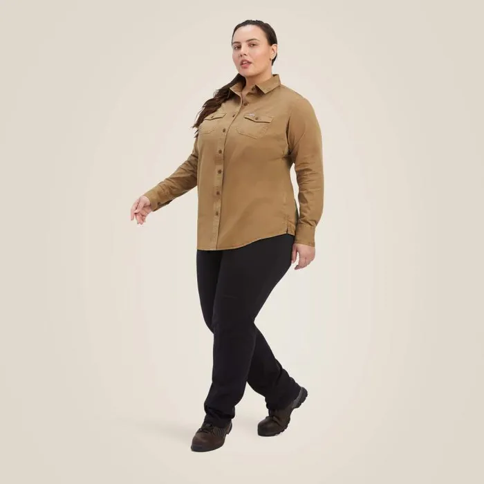 Women TShirts and Tops Ariat Rebar Washed Twill Work Shirt Khaki Women TShirts and Tops Ariat Rebar Washed Twill Work Shirt Khaki