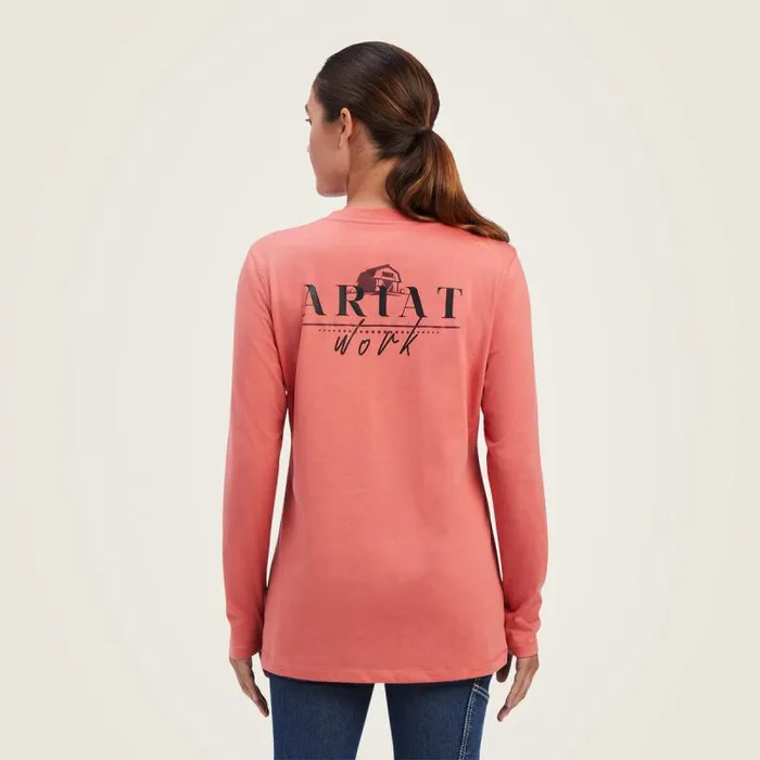 Women TShirts and Tops Ariat Rebar Workman Barn Graphic TShirt Faded Rose