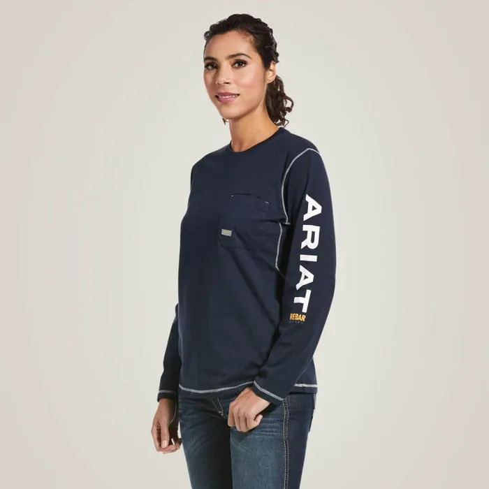 Women TShirts and Tops Ariat Rebar Workman Logo TShirt Navy