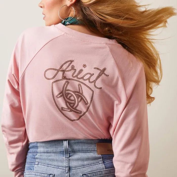 Women TShirts and Tops Ariat Ropey Shield Tee Coral Blush
