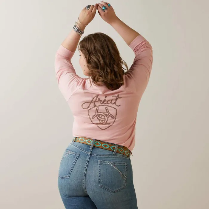 Women TShirts and Tops Ariat Ropey Shield Tee Coral Blush Women TShirts and Tops Ariat Ropey Shield Tee Coral Blush