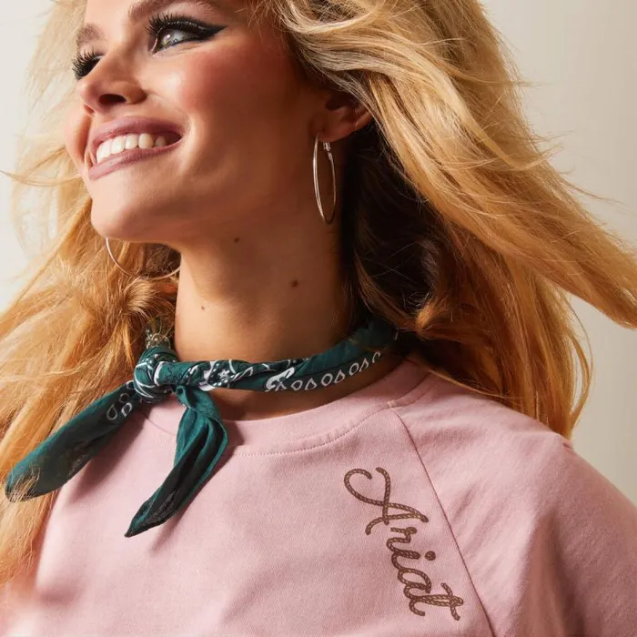 Women TShirts and Tops Ariat Ropey Shield Tee Coral Blush Women TShirts and Tops Ariat Ropey Shield Tee Coral Blush