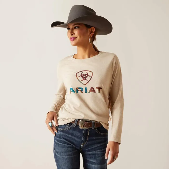 Women TShirts and Tops Ariat Serape Shield Tee Oatmeal