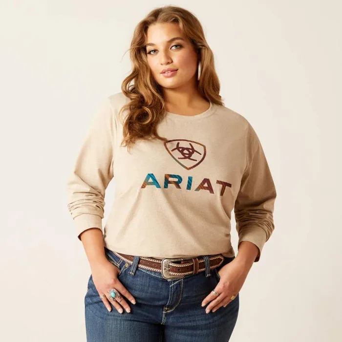 Women TShirts and Tops Ariat Serape Shield Tee Oatmeal Women TShirts and Tops Ariat Serape Shield Tee Oatmeal