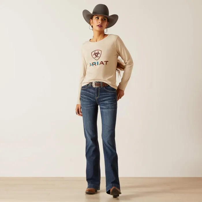 Women TShirts and Tops Ariat Serape Shield Tee Oatmeal Women TShirts and Tops Ariat Serape Shield Tee Oatmeal