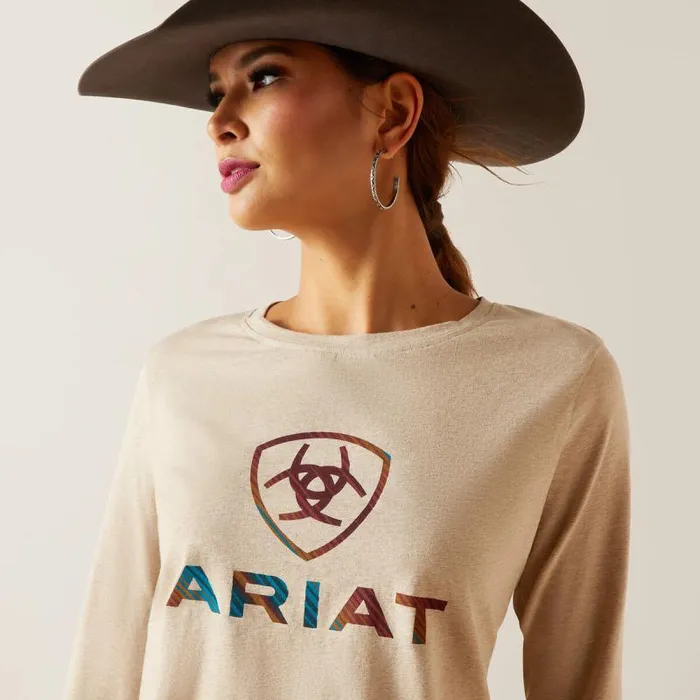 Women TShirts and Tops Ariat Serape Shield Tee Oatmeal Women TShirts and Tops Ariat Serape Shield Tee Oatmeal