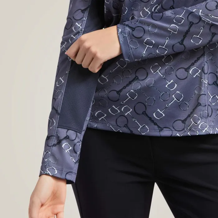 Women TShirts and Tops Ariat Sunstopper 20 14 Zip Baselayer Charcoal Bit Print Women TShirts and Tops Ariat Sunstopper 20 14 Zip Baselayer Charcoal Bit Print