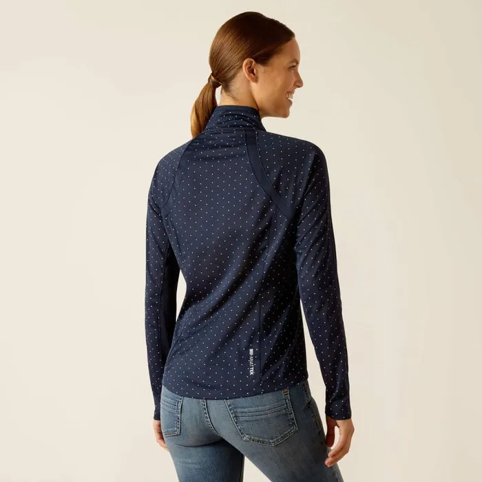 Women TShirts and Tops Ariat Sunstopper 30 14 Zip Baselayer Navy Dot