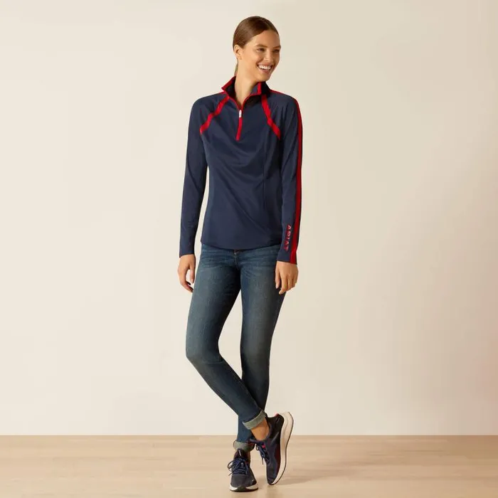 Women TShirts and Tops Ariat Sunstopper 30 14 Zip Baselayer Navytred Women TShirts and Tops Ariat Sunstopper 30 14 Zip Baselayer Navytred