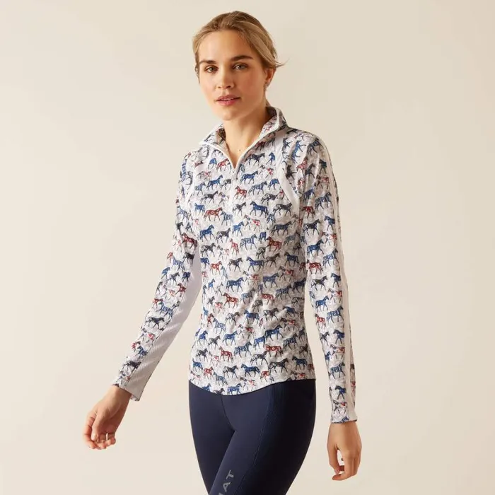 Women TShirts and Tops Ariat Sunstopper 30 14 Zip Baselayer Painted Ponies