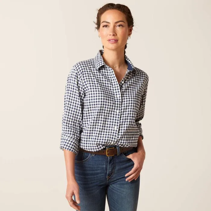 Women TShirts and Tops Ariat Tiburon Shirt Navy Check