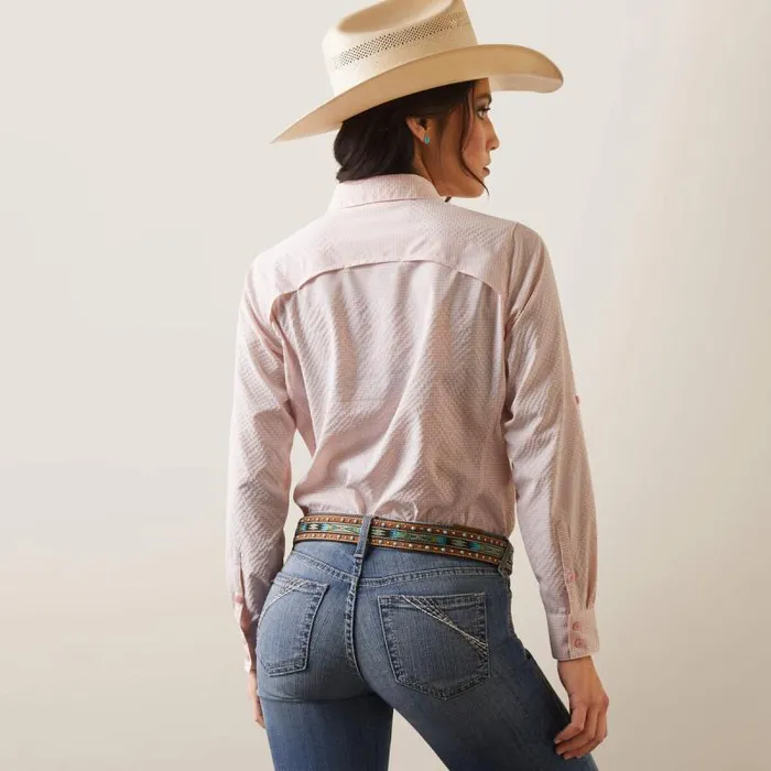 Women TShirts and Tops Ariat VentTEK Stretch Shirt Coral Blushwhite Check